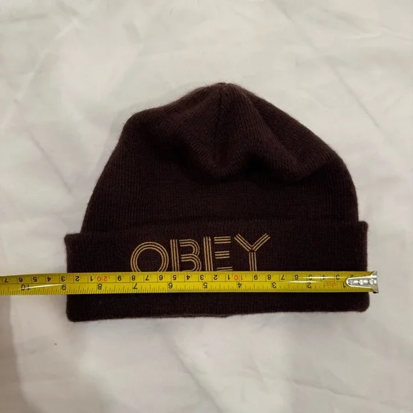 OBEY Propaganda Beanie Chocolate Brown Knit One Size - Picture 3 of 6